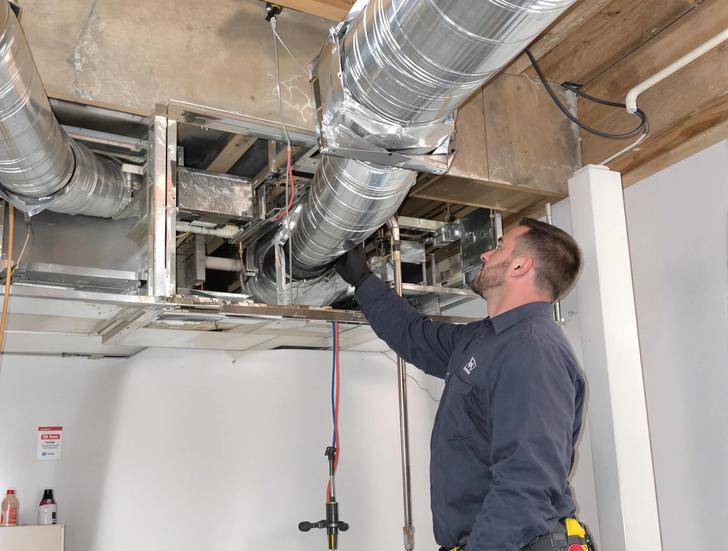 Arvada Air Duct Cleaning technician performing professional air duct repair using specialized tools in Arvada