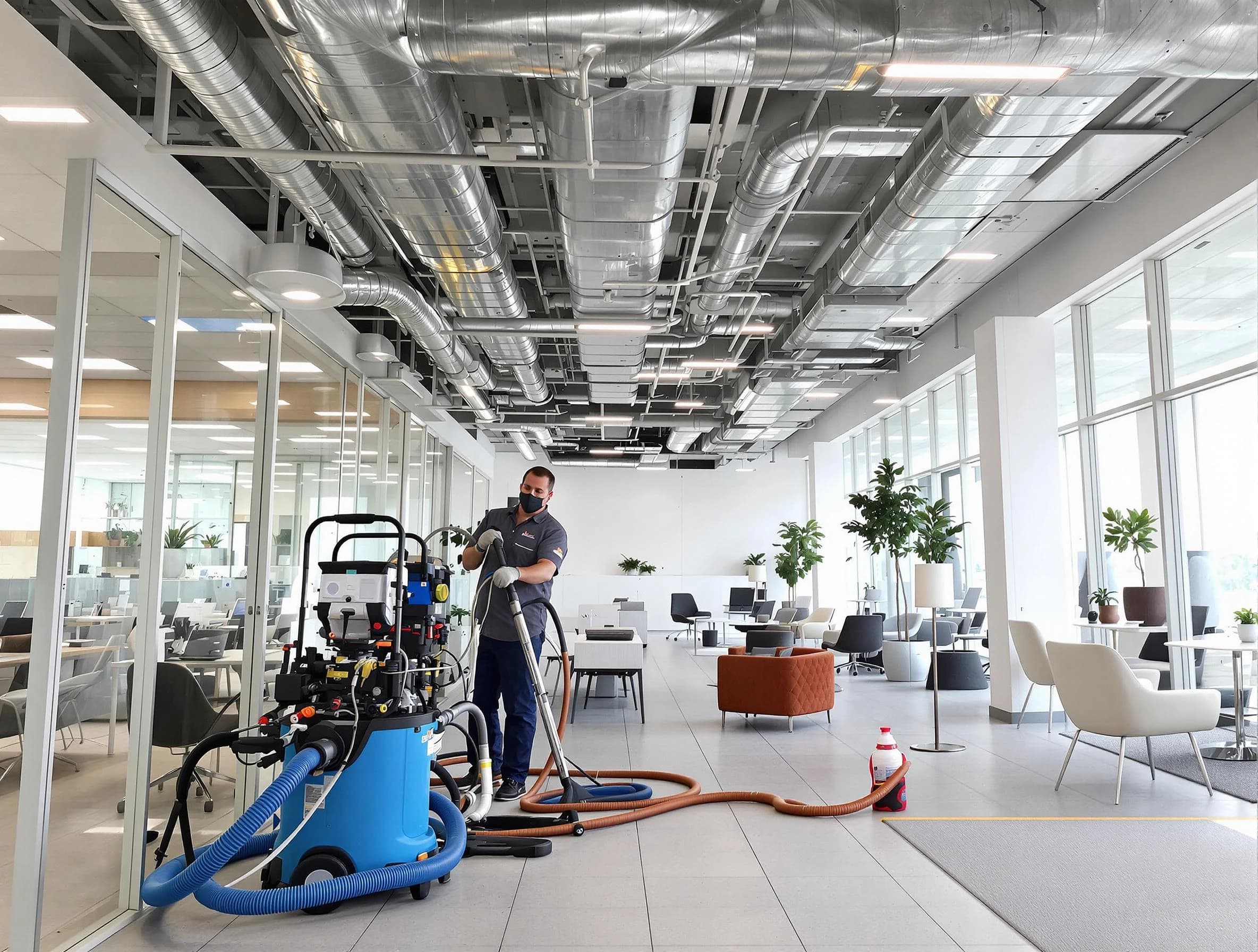 Arvada Air Duct Cleaning team conducting comprehensive commercial duct cleaning at a business location in Arvada