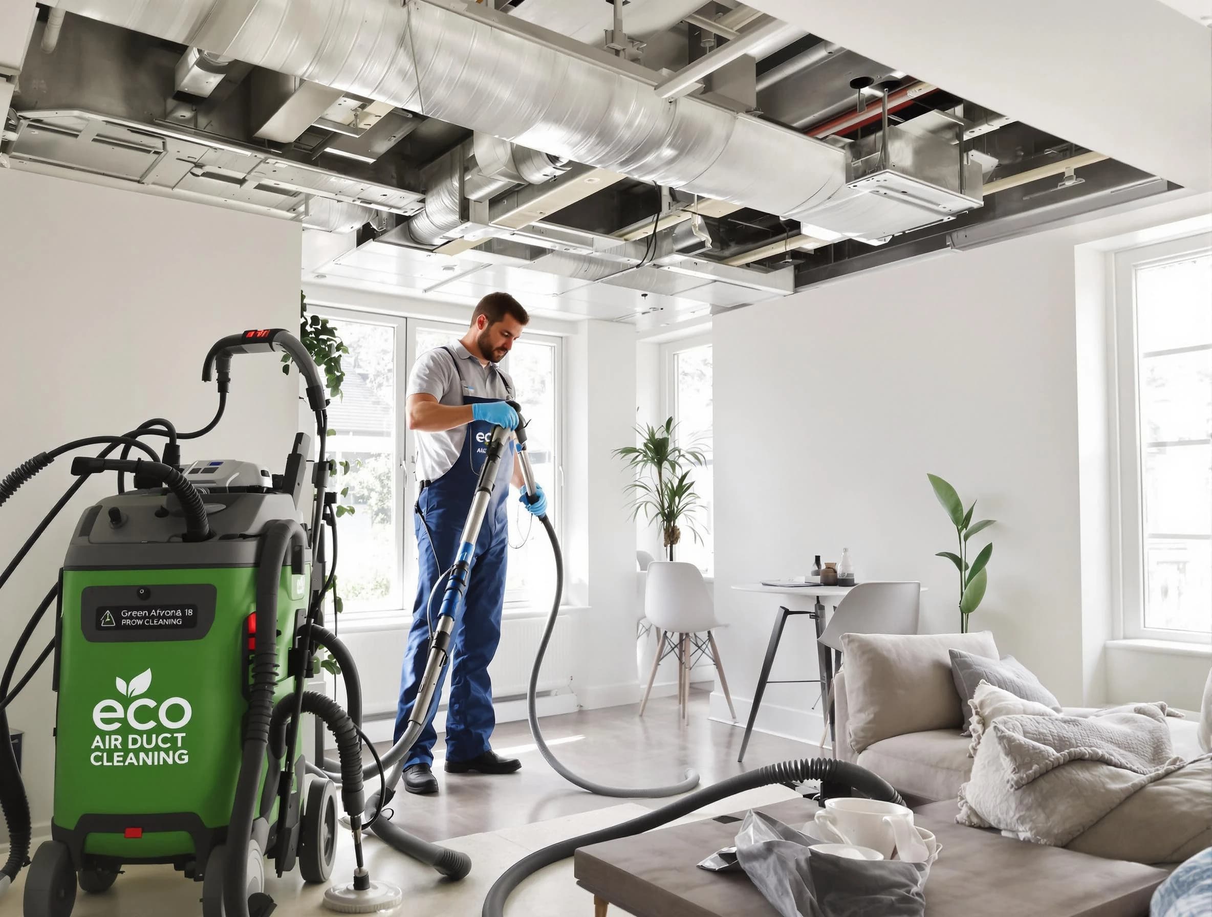Arvada Air Duct Cleaning technician performing eco-friendly duct cleaning using sustainable methods in Arvada