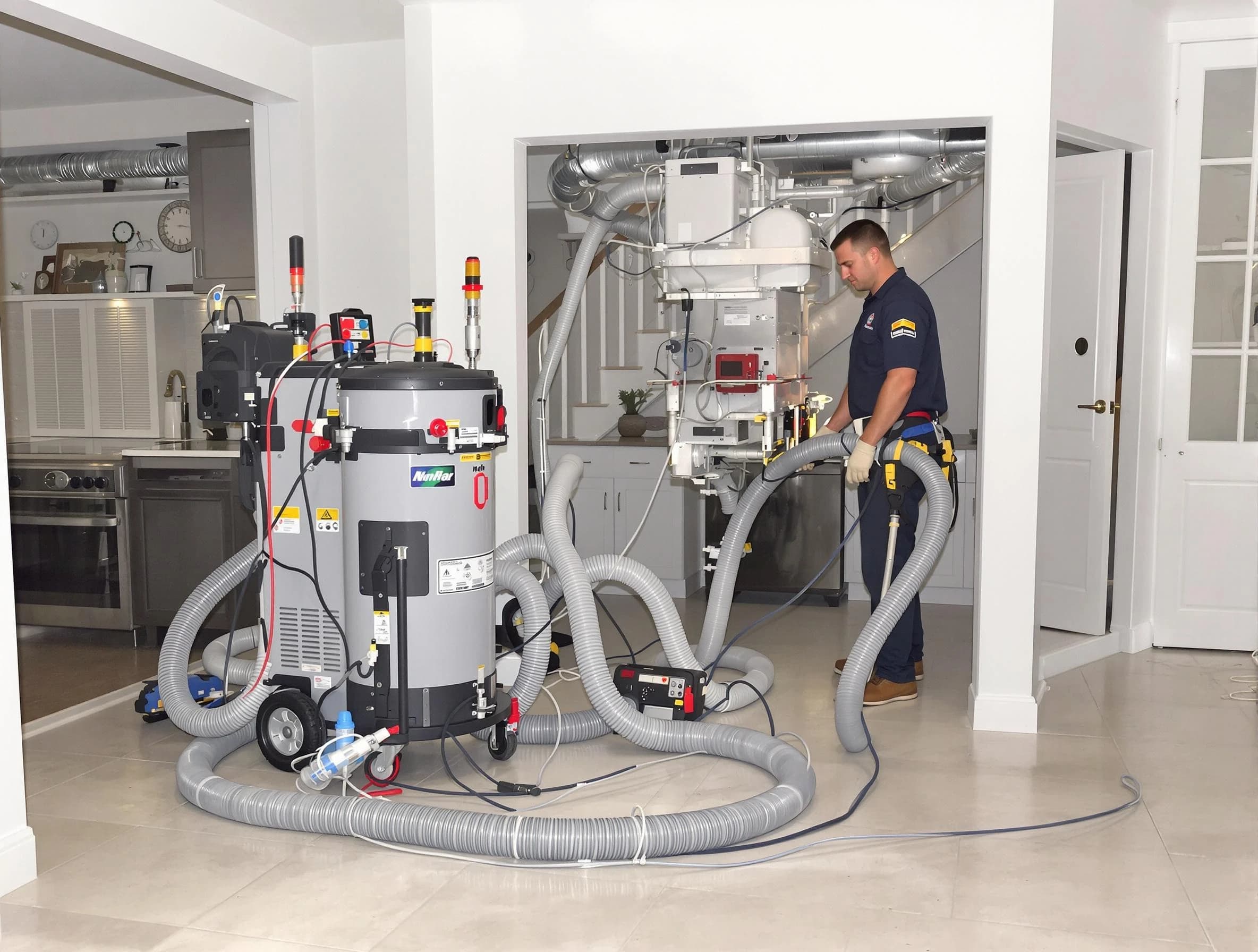 Arvada Air Duct Cleaning technician operating negative pressure cleaning equipment for thorough duct maintenance in Arvada