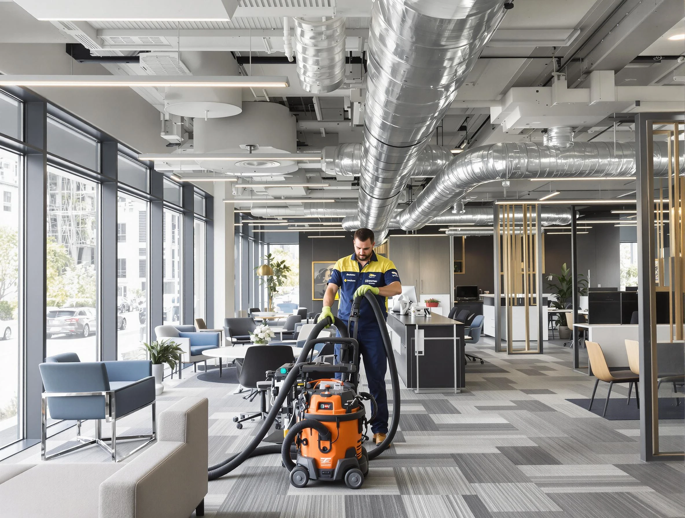 Arvada Air Duct Cleaning team performing thorough commercial duct cleaning at a Arvada business center