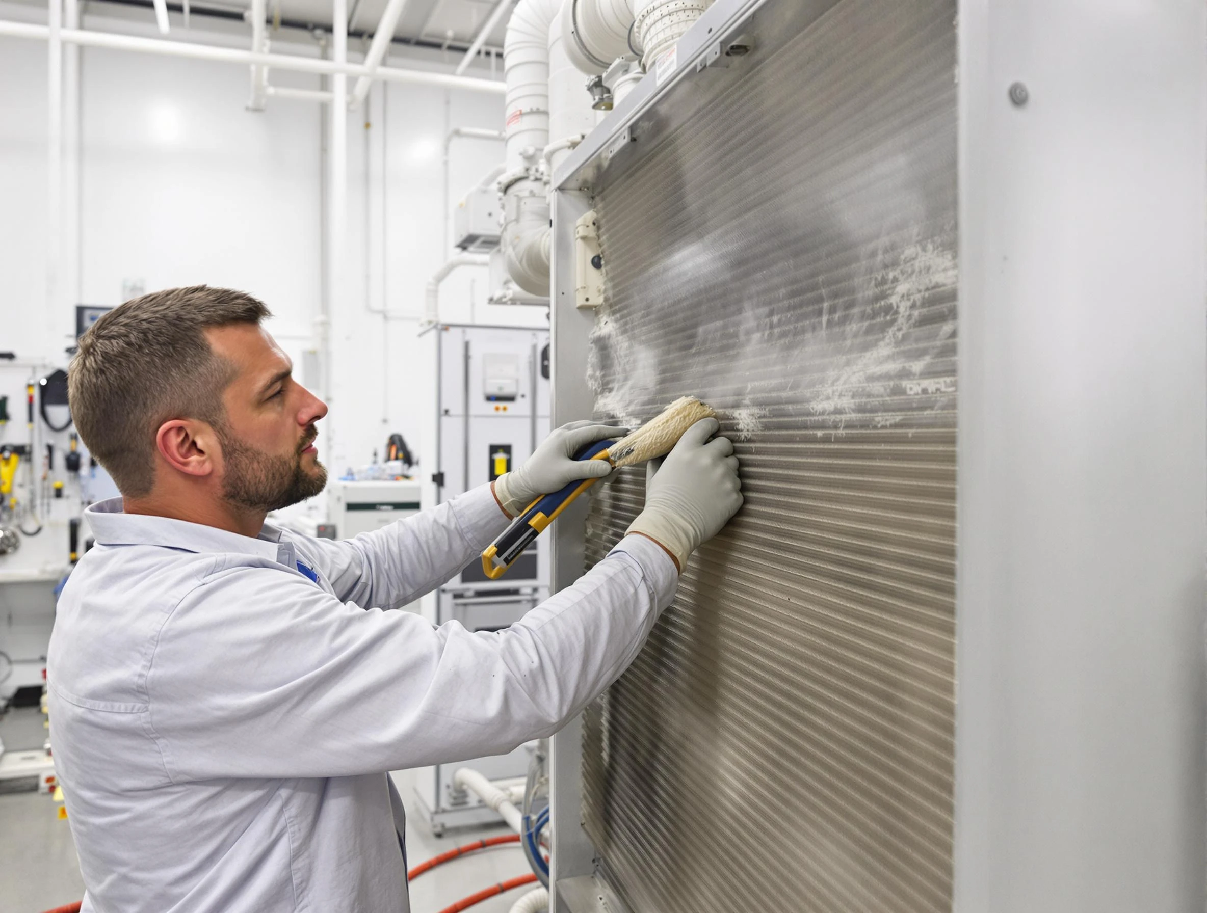 Arvada Air Duct Cleaning technician performing precision commercial coil cleaning at a Arvada business